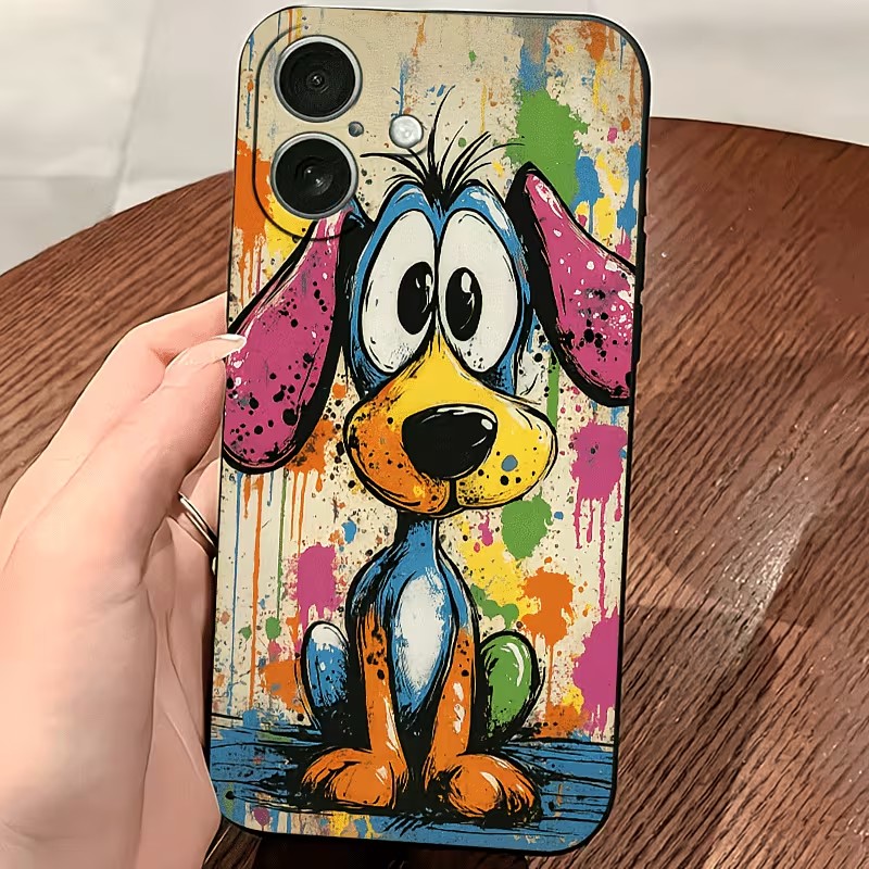 Graffiti gekleurde puppy TPU t - Phone Accessories List recensie en prijs